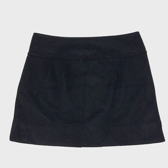 J. Crew Black Wool Cashmere Blend Mini Skirt Front Buttons Pockets Women Size 6P - Picture 2 of 9